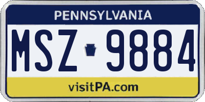 PA license plate MSZ9884