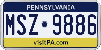 PA license plate MSZ9886
