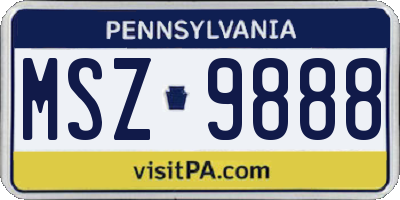 PA license plate MSZ9888