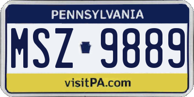PA license plate MSZ9889
