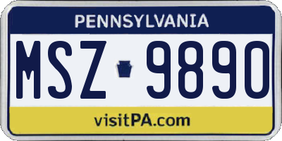 PA license plate MSZ9890