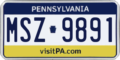 PA license plate MSZ9891
