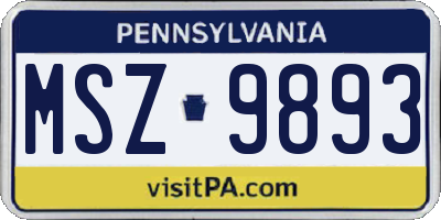 PA license plate MSZ9893