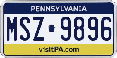 PA license plate MSZ9896