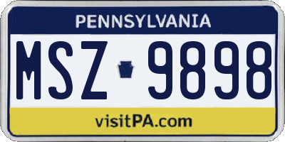 PA license plate MSZ9898