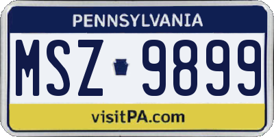 PA license plate MSZ9899