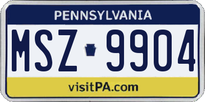 PA license plate MSZ9904