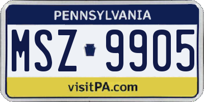 PA license plate MSZ9905