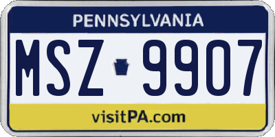 PA license plate MSZ9907