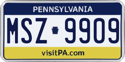 PA license plate MSZ9909