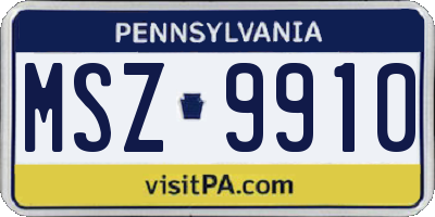 PA license plate MSZ9910