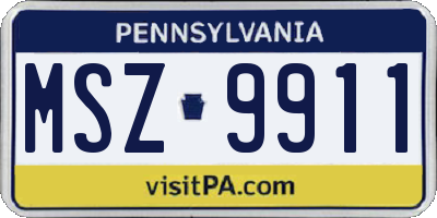 PA license plate MSZ9911