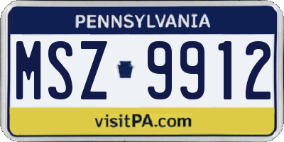 PA license plate MSZ9912