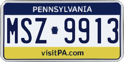 PA license plate MSZ9913