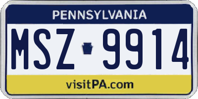 PA license plate MSZ9914