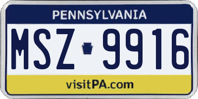 PA license plate MSZ9916