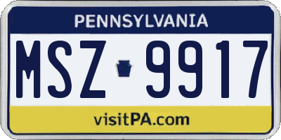 PA license plate MSZ9917