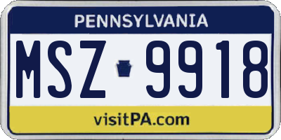 PA license plate MSZ9918