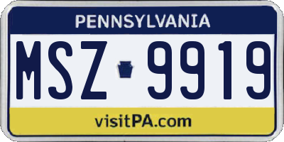 PA license plate MSZ9919