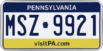 PA license plate MSZ9921