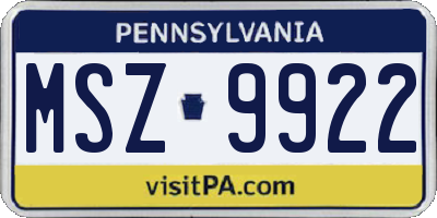 PA license plate MSZ9922