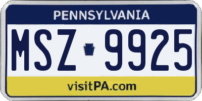 PA license plate MSZ9925