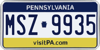 PA license plate MSZ9935