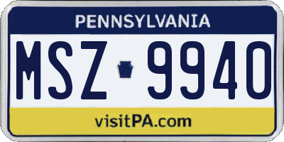 PA license plate MSZ9940
