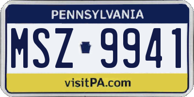 PA license plate MSZ9941