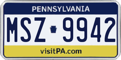 PA license plate MSZ9942