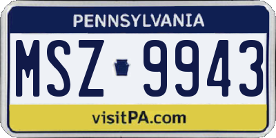 PA license plate MSZ9943