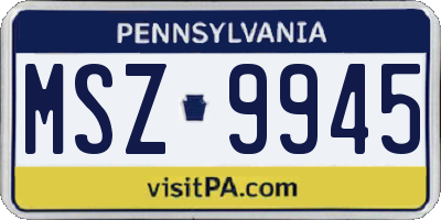 PA license plate MSZ9945