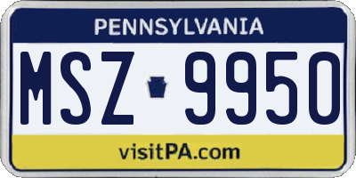 PA license plate MSZ9950
