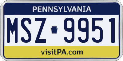 PA license plate MSZ9951