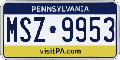 PA license plate MSZ9953