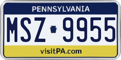 PA license plate MSZ9955