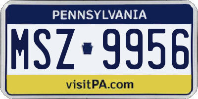 PA license plate MSZ9956