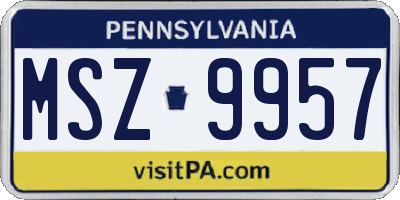 PA license plate MSZ9957
