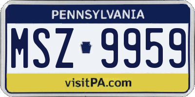 PA license plate MSZ9959