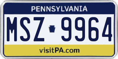 PA license plate MSZ9964