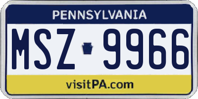 PA license plate MSZ9966