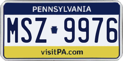 PA license plate MSZ9976