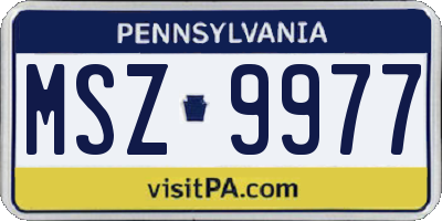 PA license plate MSZ9977