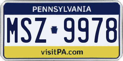 PA license plate MSZ9978