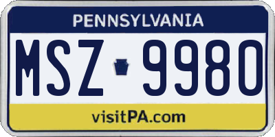 PA license plate MSZ9980