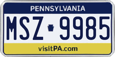 PA license plate MSZ9985
