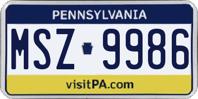PA license plate MSZ9986