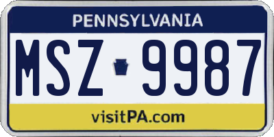 PA license plate MSZ9987