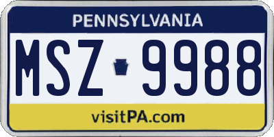 PA license plate MSZ9988