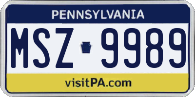 PA license plate MSZ9989